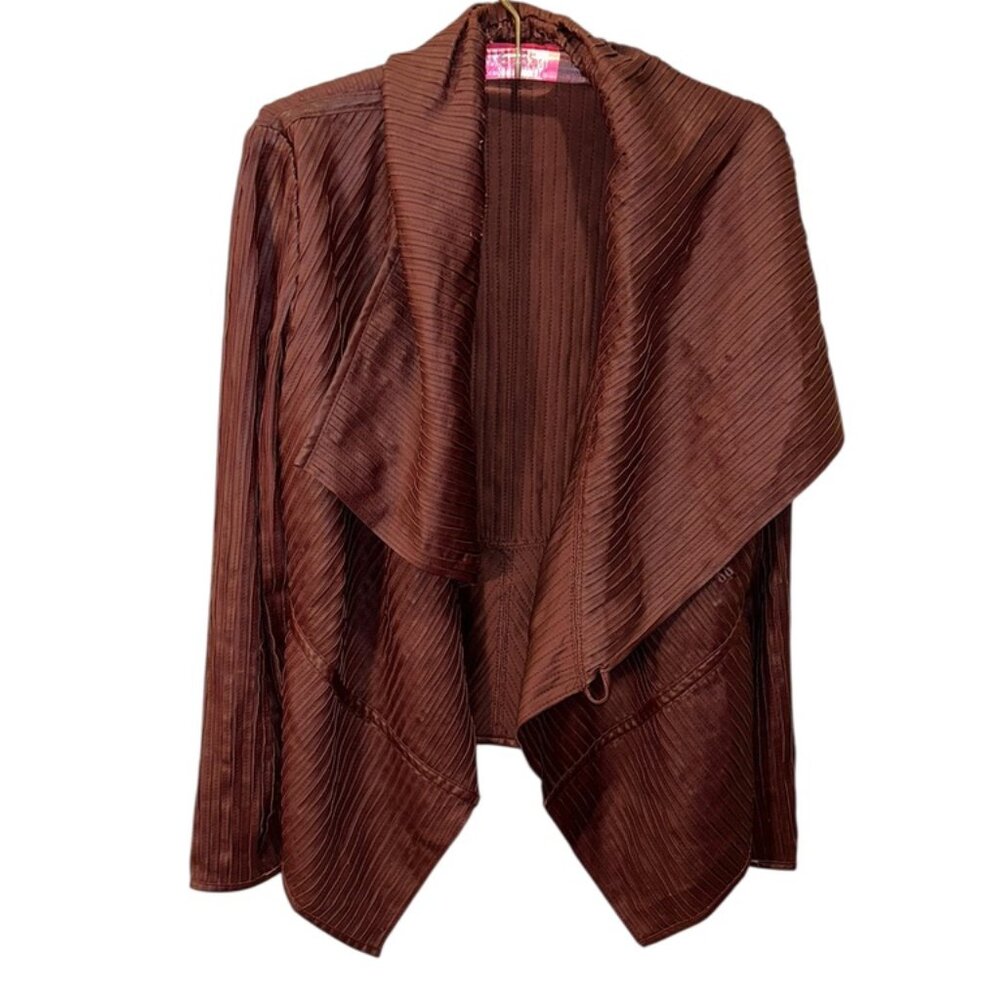 pookie & Sebastian eggplant faux leather shawl neck jacket M